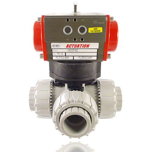 PVC C 3/2-Wege-Kugelhahn, pneumatische Ausf&uuml;hrung