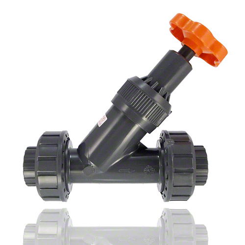 PVC-U Schr&auml;gsitzabsperrventil, Gewindemuffe, EPDM
