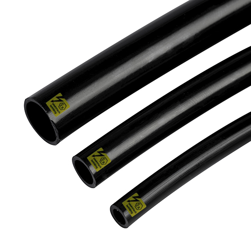 Flexibler PTFE-el-schwarz Schlauch, max. 9 bar bei 20&deg;C, 65 Shore D, elektrisch leitf&auml;hig