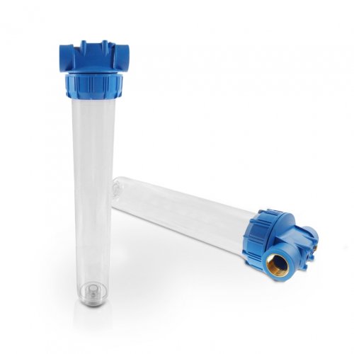 RF Standard Wasserfilter Filtergeh&auml;use 20 Zoll,&nbsp; mit 1 Zoll MS-Innengewinde, blau/transparent